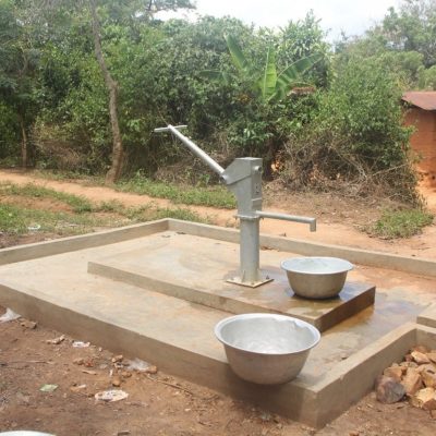 Completed borehole serving communities